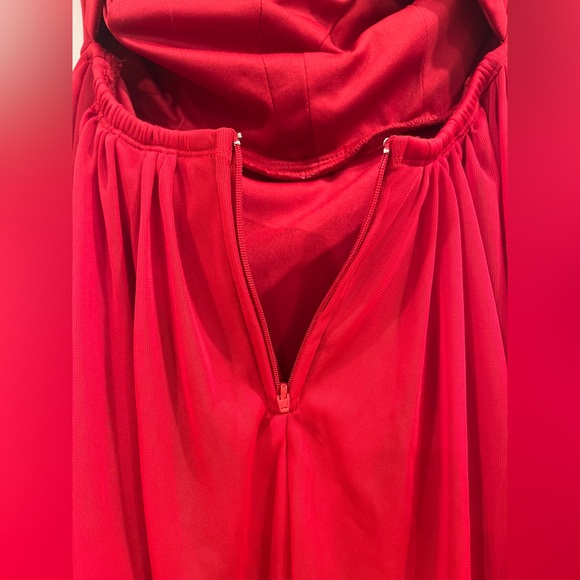 Strapless Red Rhinestone Dress - Picture 5 of 11